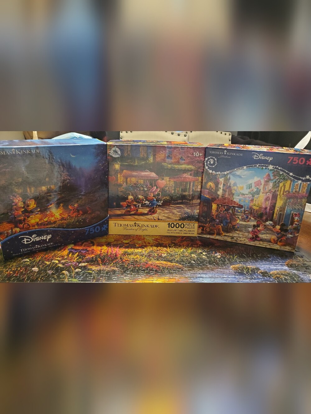 Disney Thomas Kinkade Puzzle Lot Of 3 Mickey And Minnie Mouse